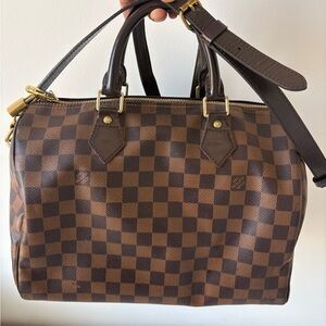 Louis Vuitton Damier Ebene Speedy 30 Bandouliere Brown